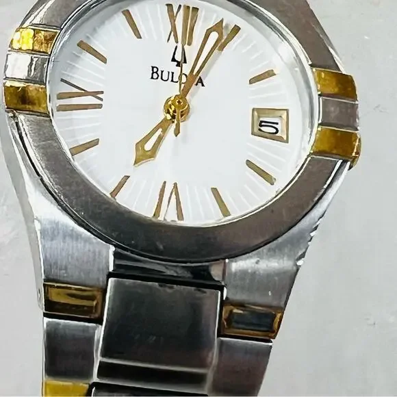 Bulova White 2-Tone Stainless Steel Women's Watch 98U28 6in. - Picture 7 of 15